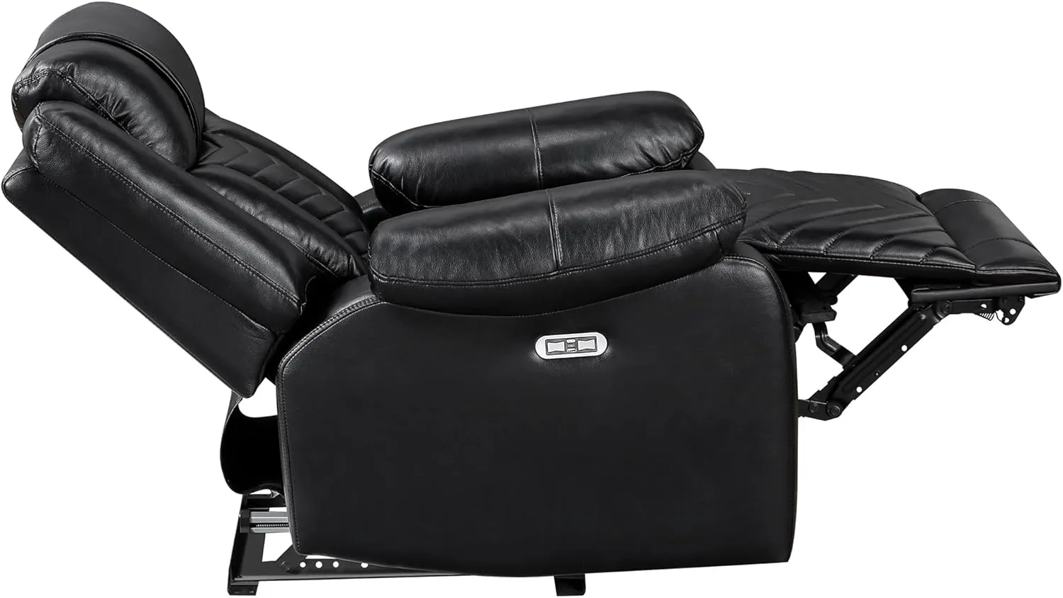 Lexicon Power Recliner Chair, Faux Leather Upholstered Home Theater Seating with LED Lighting, USB Charging Ports, Single Wall Hugger Reclining Chair for Living Room/Bedroom Easy Assembly, Black