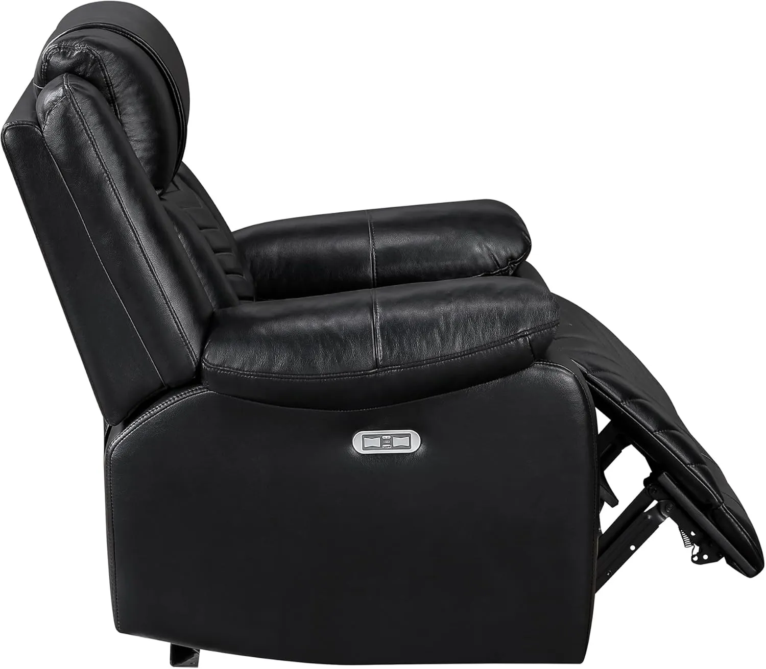Lexicon Power Recliner Chair, Faux Leather Upholstered Home Theater Seating with LED Lighting, USB Charging Ports, Single Wall Hugger Reclining Chair for Living Room/Bedroom Easy Assembly, Black
