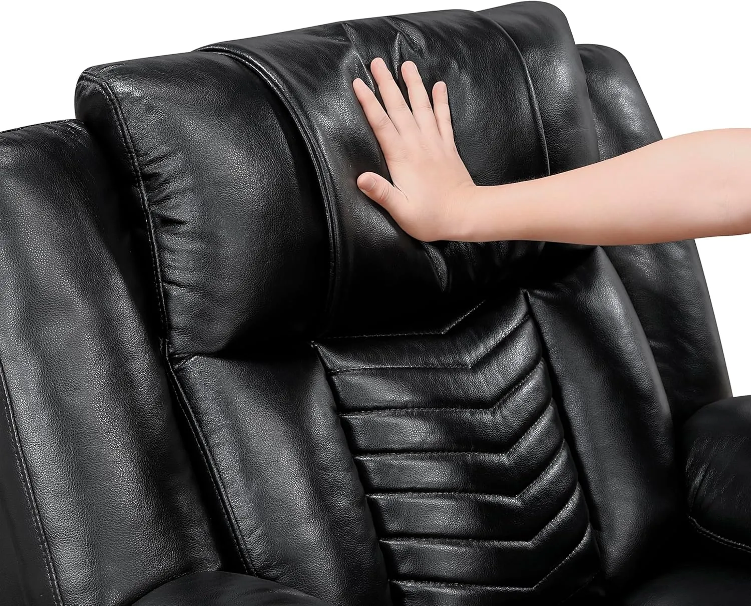 Lexicon Power Recliner Chair, Faux Leather Upholstered Home Theater Seating with LED Lighting, USB Charging Ports, Single Wall Hugger Reclining Chair for Living Room/Bedroom Easy Assembly, Black