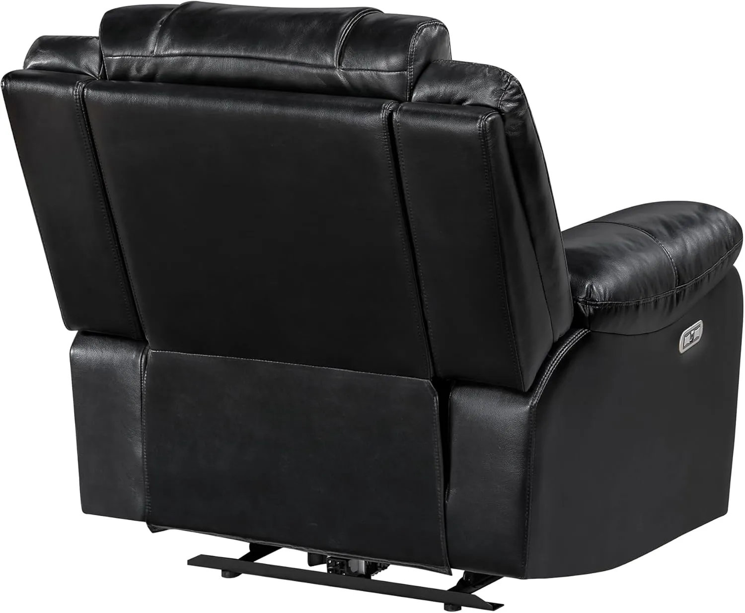 Lexicon Power Recliner Chair, Faux Leather Upholstered Home Theater Seating with LED Lighting, USB Charging Ports, Single Wall Hugger Reclining Chair for Living Room/Bedroom Easy Assembly, Black