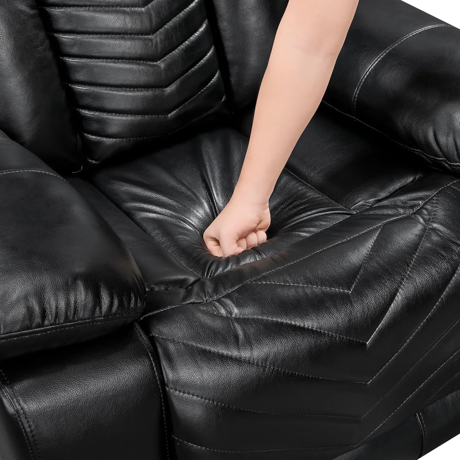 Lexicon Power Recliner Chair, Faux Leather Upholstered Home Theater Seating with LED Lighting, USB Charging Ports, Single Wall Hugger Reclining Chair for Living Room/Bedroom Easy Assembly, Black