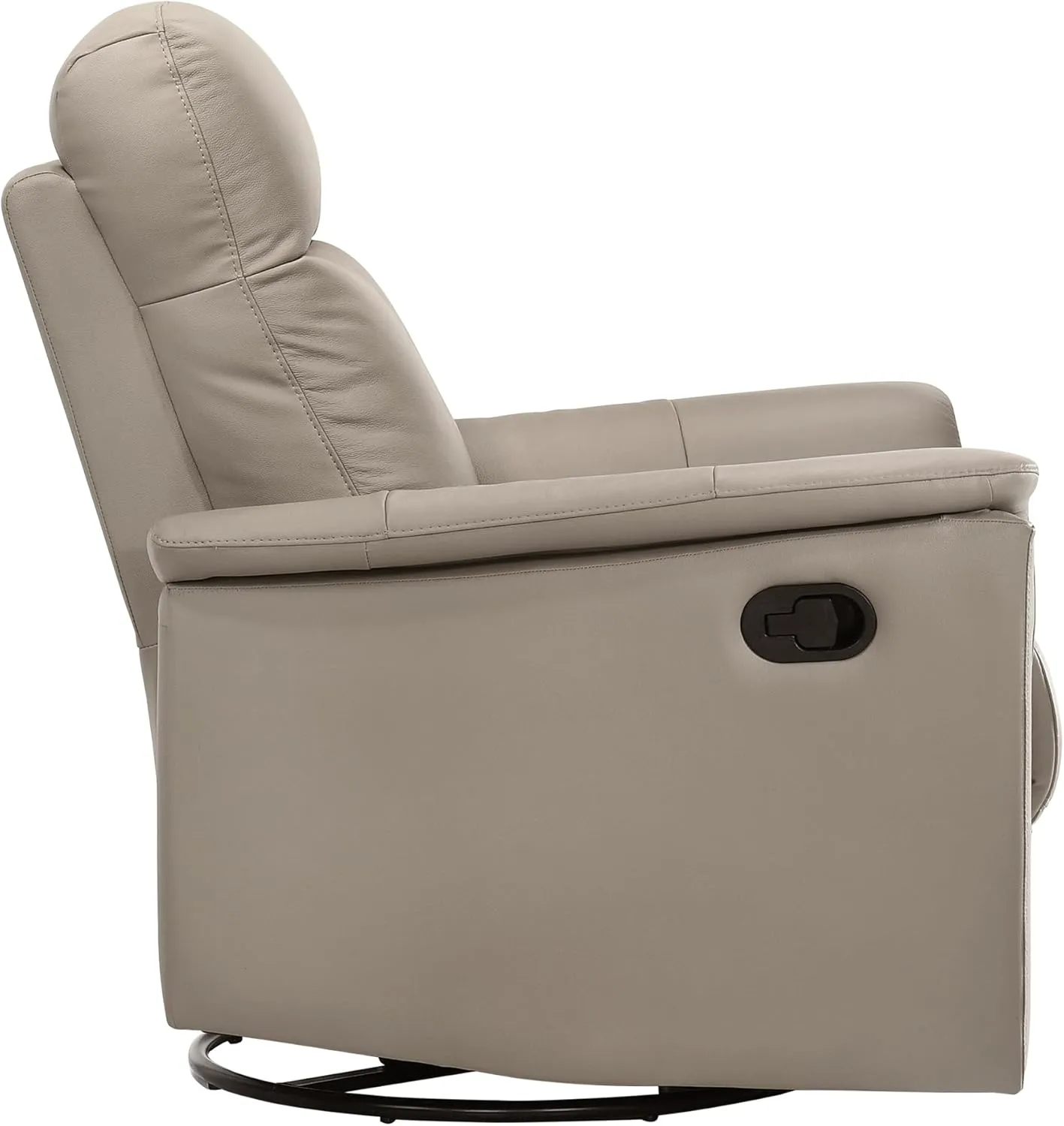 Lexicon Swivel Glider Recliner Chair, Comfy Nursery Glider, Top Grain Leather Match Recliner, Manual Reclining Chair for Living Room/Office/Apartment, Latte