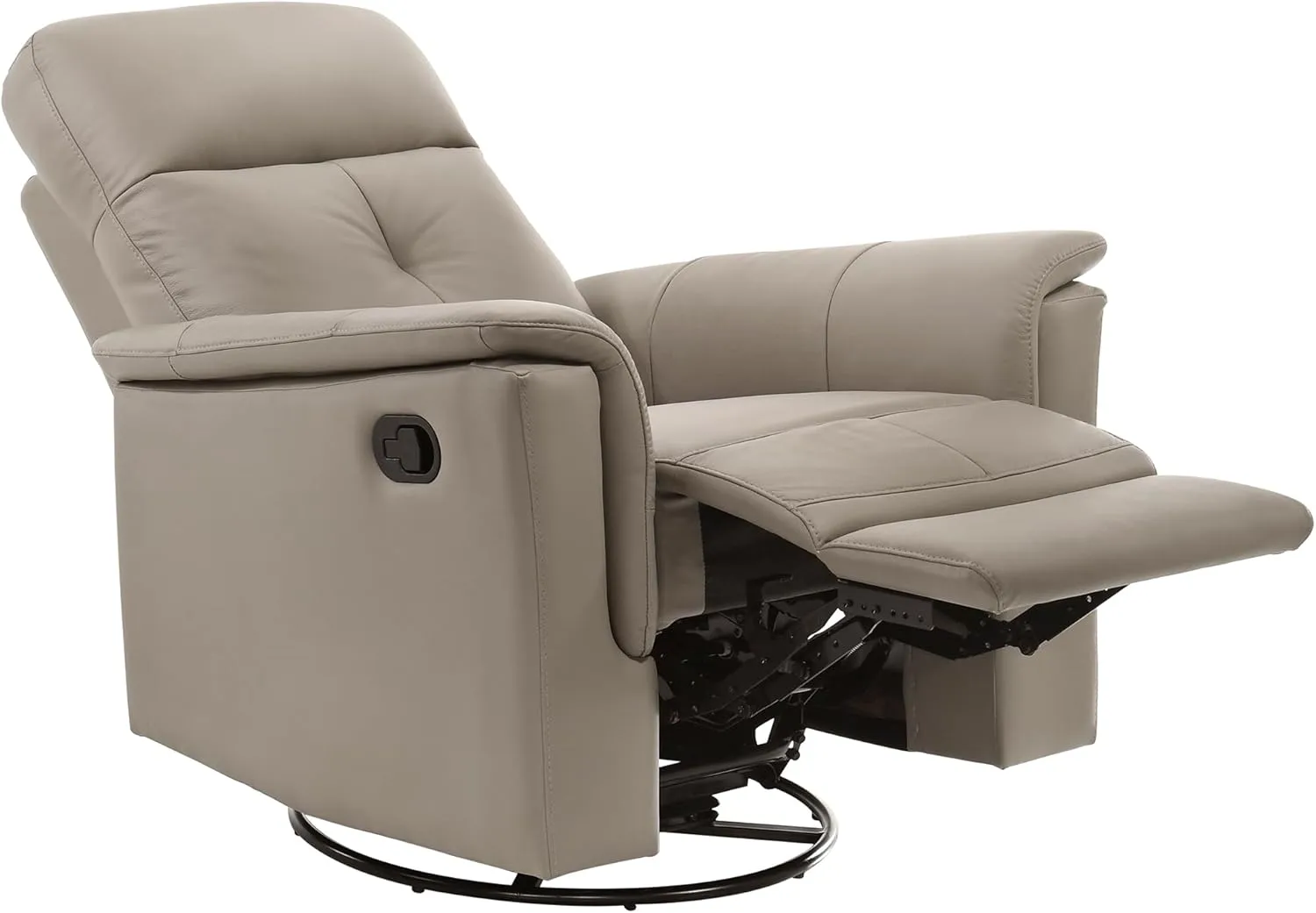 Lexicon Swivel Glider Recliner Chair, Comfy Nursery Glider, Top Grain Leather Match Recliner, Manual Reclining Chair for Living Room/Office/Apartment, Latte