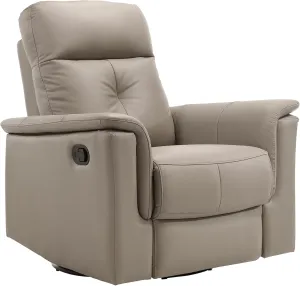 Lexicon Swivel Glider Recliner Chair, Comfy Nursery Glider, Top Grain Leather Match Recliner, Manual Reclining Chair for Living Room/Office/Apartment, Latte