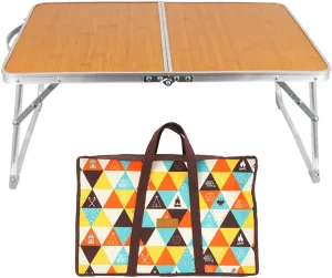 Light Weight Camping Table Portable Folding Beach Table Bamboos Desktop Folding Picnics Tables with Carry Handle