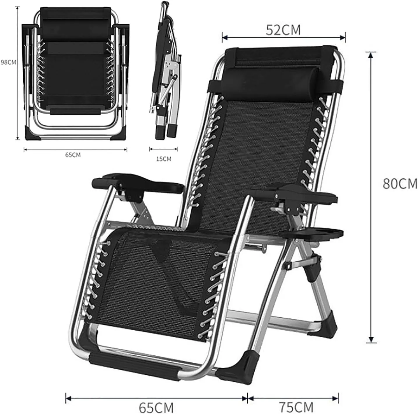 Lightweight Camping Chair,Reclining Camping Chairs with Headrest,Aluminum Zero Gravity Chairs,Adjustable Backrest,Portable Folding Garden Chairs,Deck Chairs for Adults,B