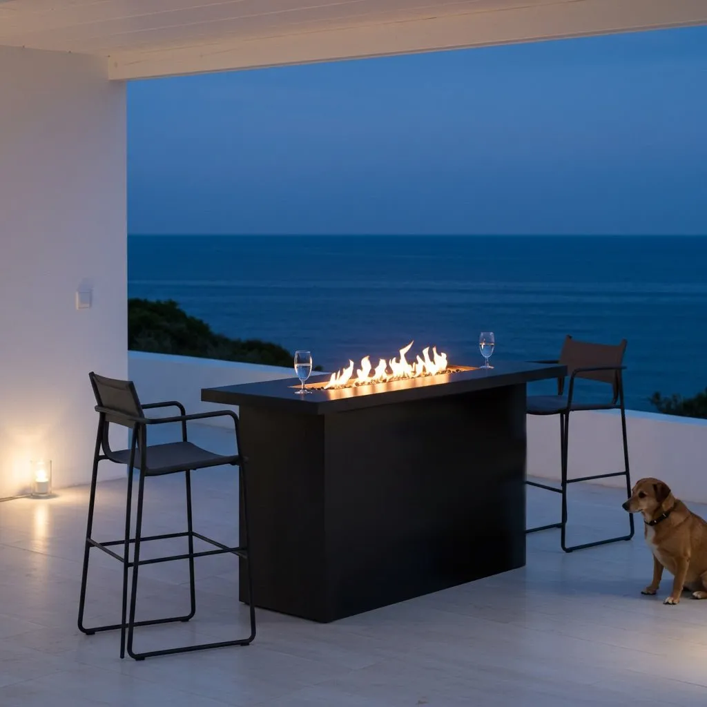 Lineo Bar Fire Table (Tabletop) - Aluminum