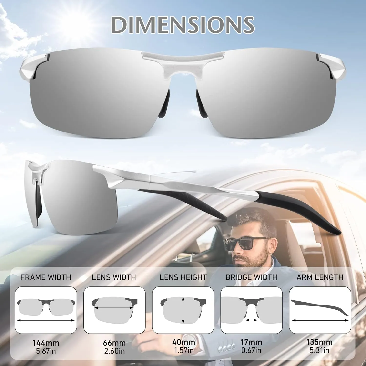 LINVO Polarized Sunglasses Men Sports Ultralight Al-Mg UV400 Protection Driving Fishing Sun Glasses