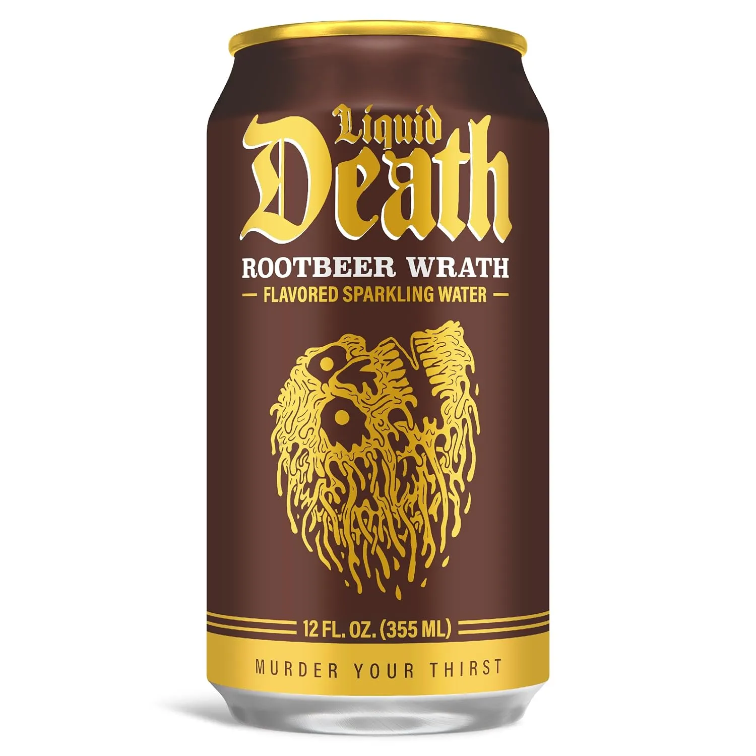 Liquid Death, Rootbeer Wrath, Root Beer-Flavored Sparkling Water, 12-Pack (12oz Cans), Low Calorie & No Artificial Sweeteners