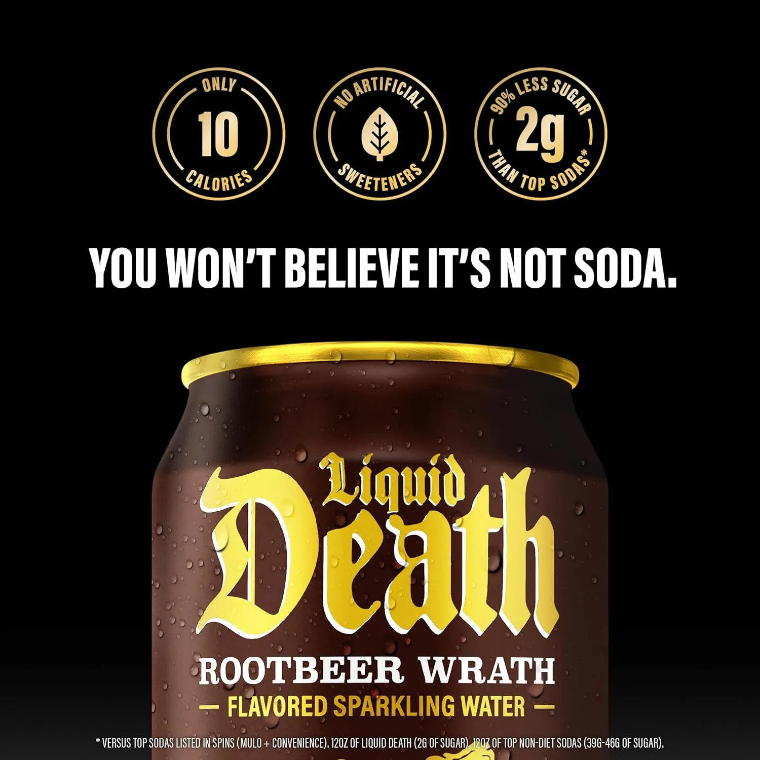 Liquid Death, Rootbeer Wrath, Root Beer-Flavored Sparkling Water, 12-Pack (12oz Cans), Low Calorie & No Artificial Sweeteners
