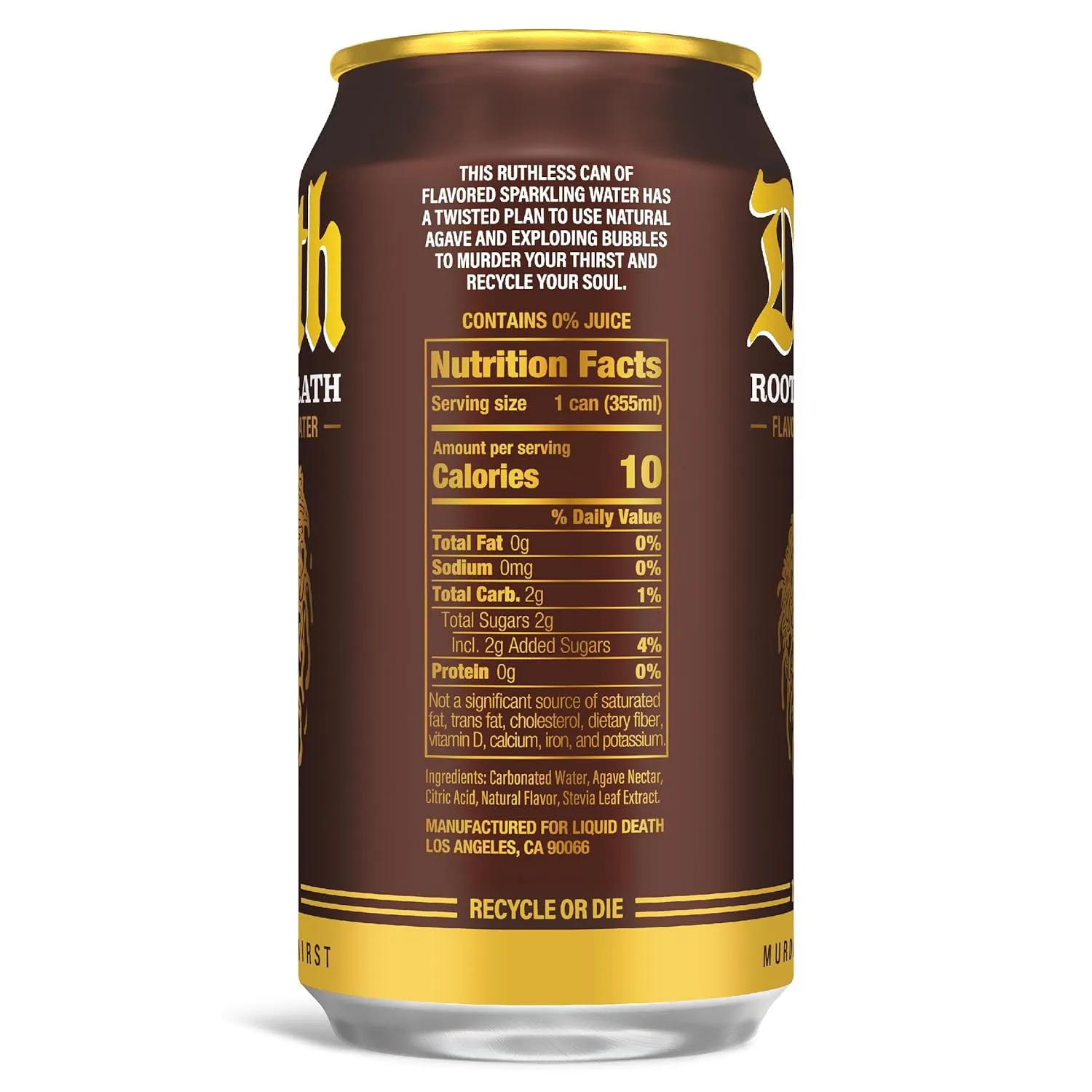Liquid Death, Rootbeer Wrath, Root Beer-Flavored Sparkling Water, 12-Pack (12oz Cans), Low Calorie & No Artificial Sweeteners