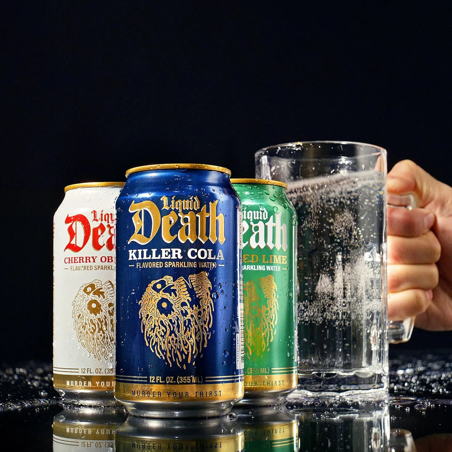 Liquid Death, Rootbeer Wrath, Root Beer-Flavored Sparkling Water, 12-Pack (12oz Cans), Low Calorie & No Artificial Sweeteners