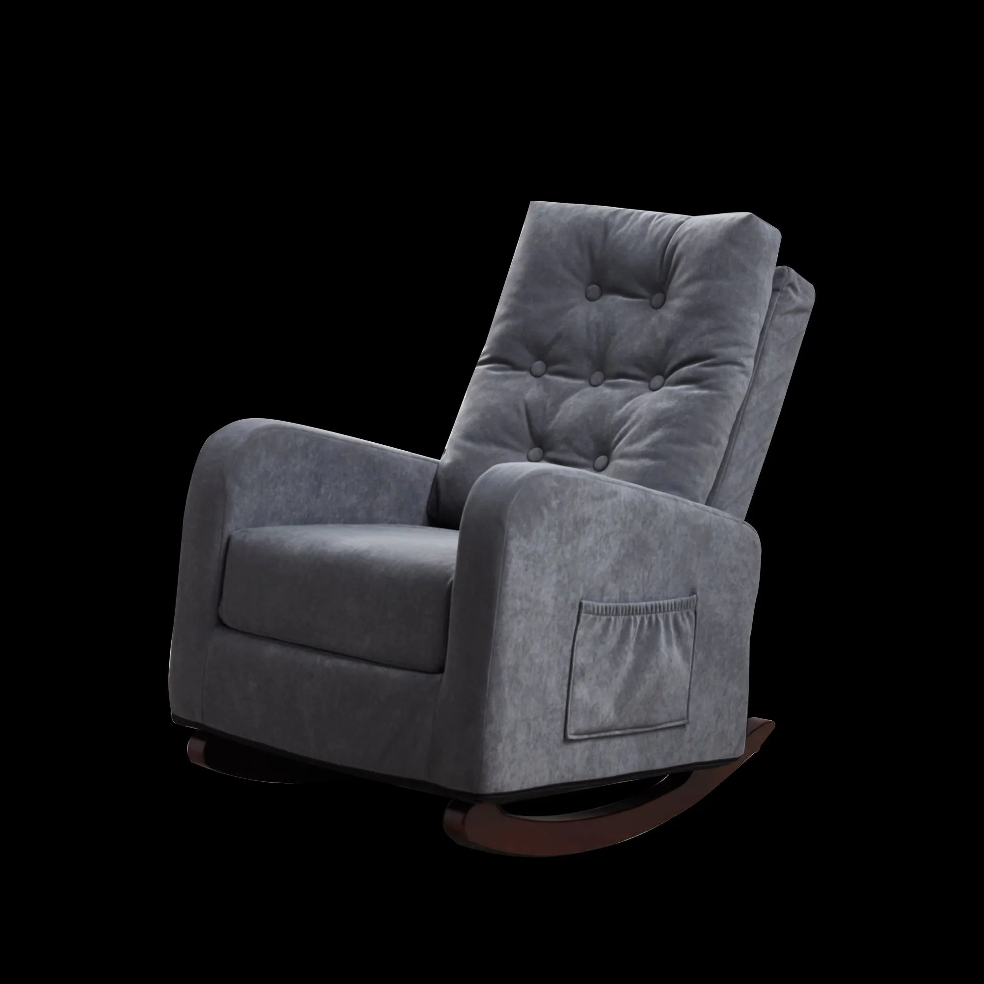 Living Room Chair Lazy Recliner Comfortable Fabric High Back Armchair- Antique Gray