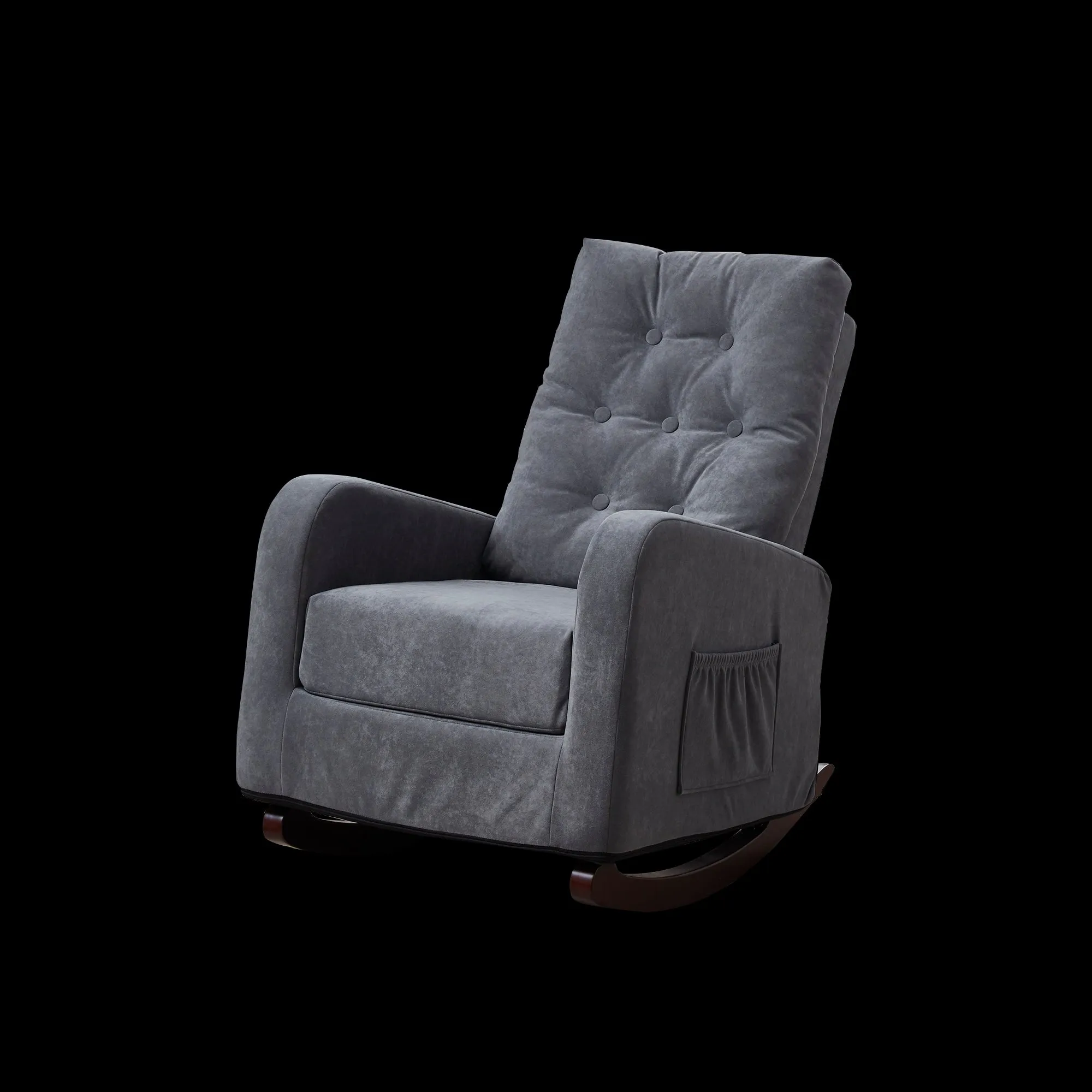 Living Room Chair Lazy Recliner Comfortable Fabric High Back Armchair- Antique Gray