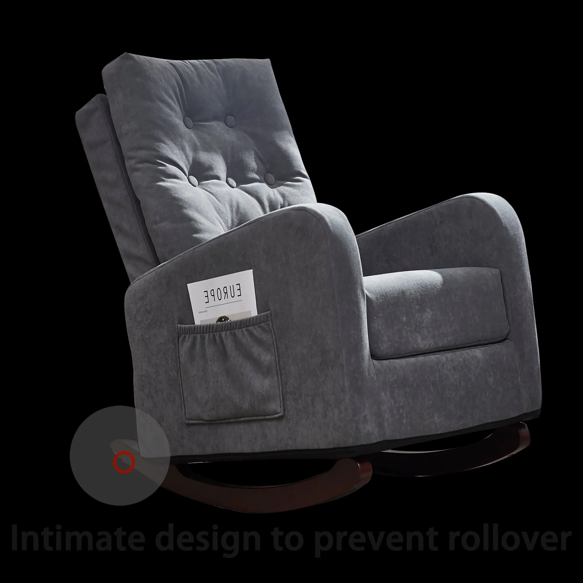 Living Room Chair Lazy Recliner Comfortable Fabric High Back Armchair- Antique Gray