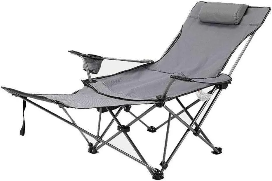 LKOP Portable Reclining Folding Camp Chair W/ Footrest Patio Lounge Chaise Footrest Living-room-chaise-lounges Portable beach chairs lightweight Chair bed Pool furniture Patio chaise lounges