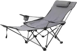 LKOP Portable Reclining Folding Camp Chair W/ Footrest Patio Lounge Chaise Footrest Living-room-chaise-lounges Portable beach chairs lightweight Chair bed Pool furniture Patio chaise lounges