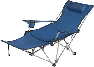 LKOP Portable Reclining Folding Camp Chair W/ Footrest Patio Lounge Chaise Footrest Living-room-chaise-lounges Portable beach chairs lightweight Chair bed Pool furniture Patio chaise lounges