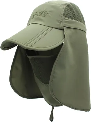 LLmoway Mens Womens Kids Sun Protection Fishing Hat Safari Flap Cap Quick Dry