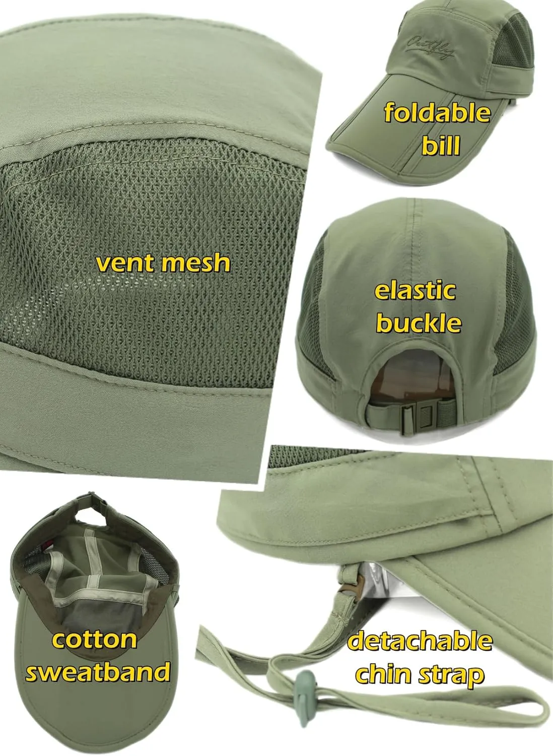 LLmoway Mens Womens Kids Sun Protection Fishing Hat Safari Flap Cap Quick Dry