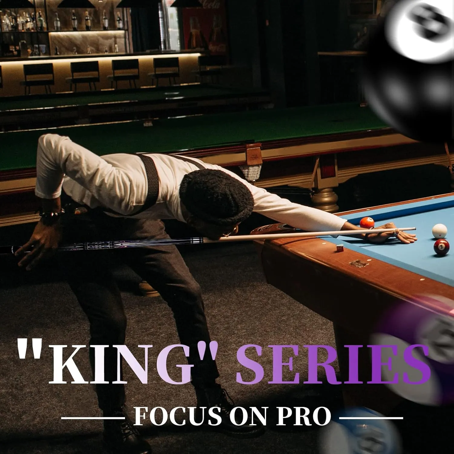 lotmusic Premium Pool Stick with Telescopic Fiber Extension Cue,58 Inch Professional Pool Cue Stick Set with Black Pool Cue Case & Billiards Accessories