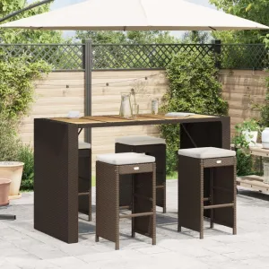 Lounging Chair Camping Chair Beach Chair Lounge Chair - Patio Bar Stools with Cushions 4 pcs Brown Poly Rattan for Terrace Park Outside Garden