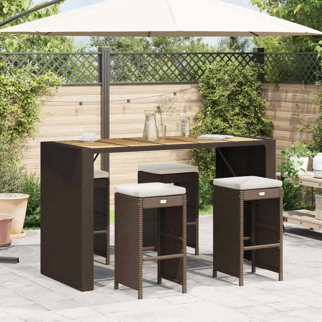 Lounging Chair Camping Chair Beach Chair Lounge Chair - Patio Bar Stools with Cushions 4 pcs Brown Poly Rattan for Terrace Park Outside Garden
