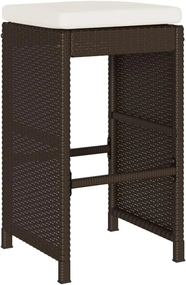 Lounging Chair Camping Chair Beach Chair Lounge Chair - Patio Bar Stools with Cushions 4 pcs Brown Poly Rattan for Terrace Park Outside Garden