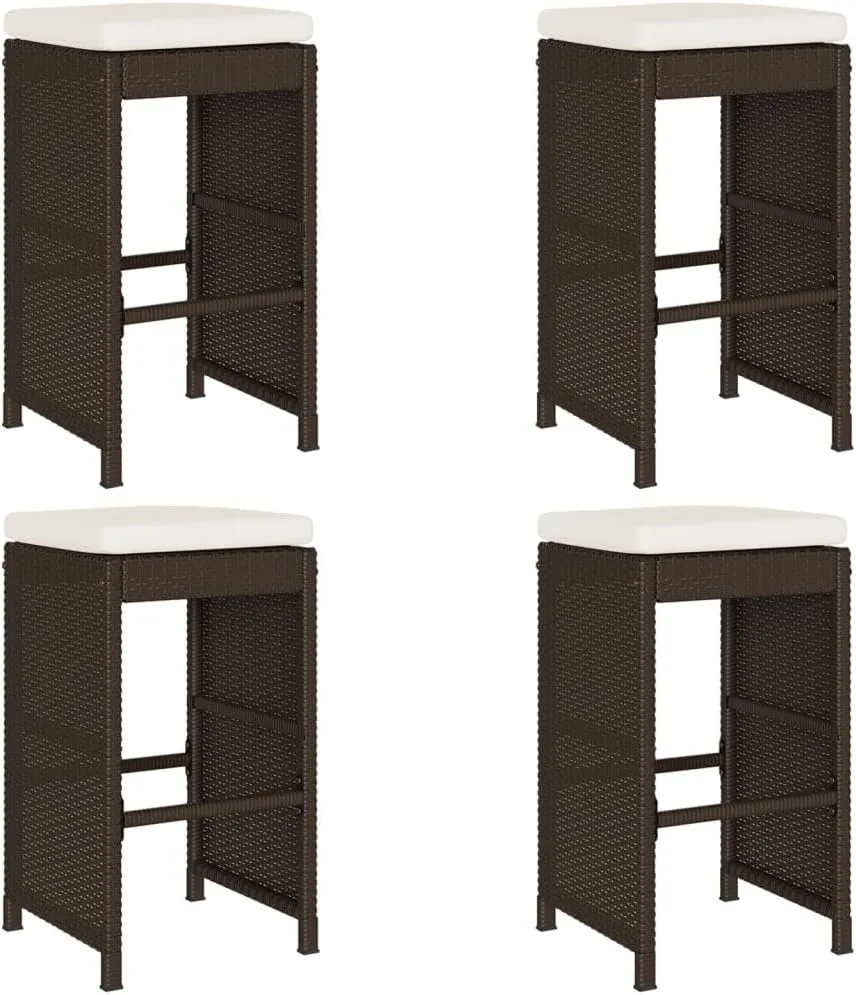 Lounging Chair Camping Chair Beach Chair Lounge Chair - Patio Bar Stools with Cushions 4 pcs Brown Poly Rattan for Terrace Park Outside Garden
