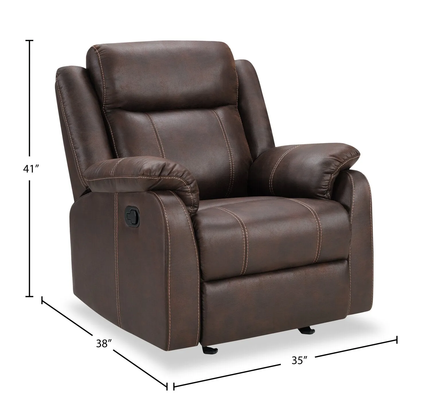 Luke 35" Faux Suede Fabric Glider Reclining Chair - Brown | Fauteuil coulissant inclinable Luke de 35 po en tissu de suédine - brun