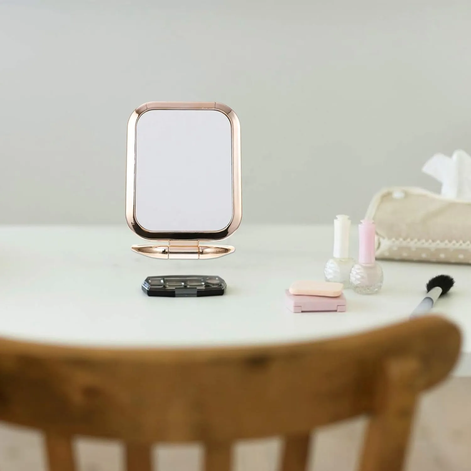 Lurrose Make Up Mirror Led Makeup Mirror Double Sided Magnifying Mirror Tabletop Makeup Mirror Travel Folding Vanity Mirror with Stand for Travel Home, Led Vanity Mirror Led Mirror
