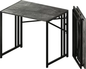 Lutown Teen Folding Computer Desk - 32 inch, Writing & Gaming, Small Space Office Desk, No Assembly Required, Grey