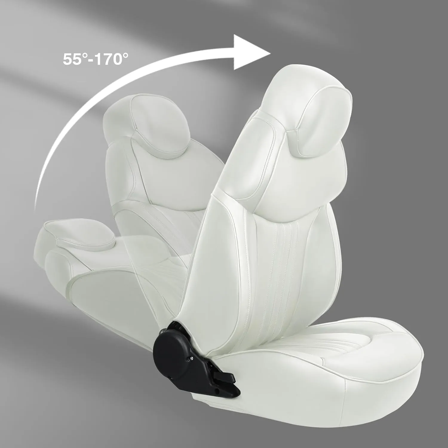 Luxury Reclining Boat Seat High Back Pontoon Captains Chair,White