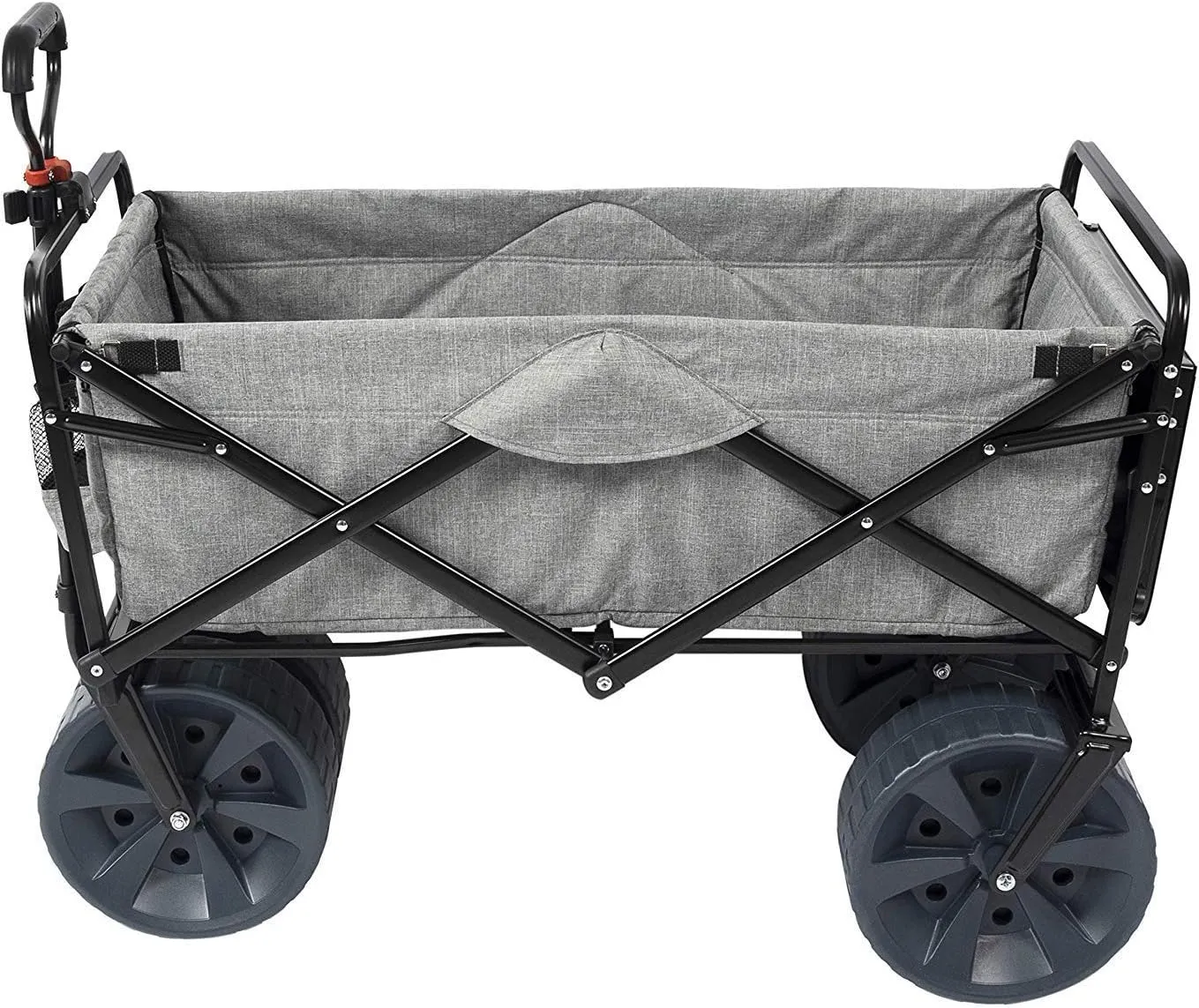 MacSports All Terrain Beach Wagon with Side Table|Heavy Duty Collapsible Folding Cart with Large Wheels for Beach Day, Picnic, Camping,Outdoor Activities | Light Gray