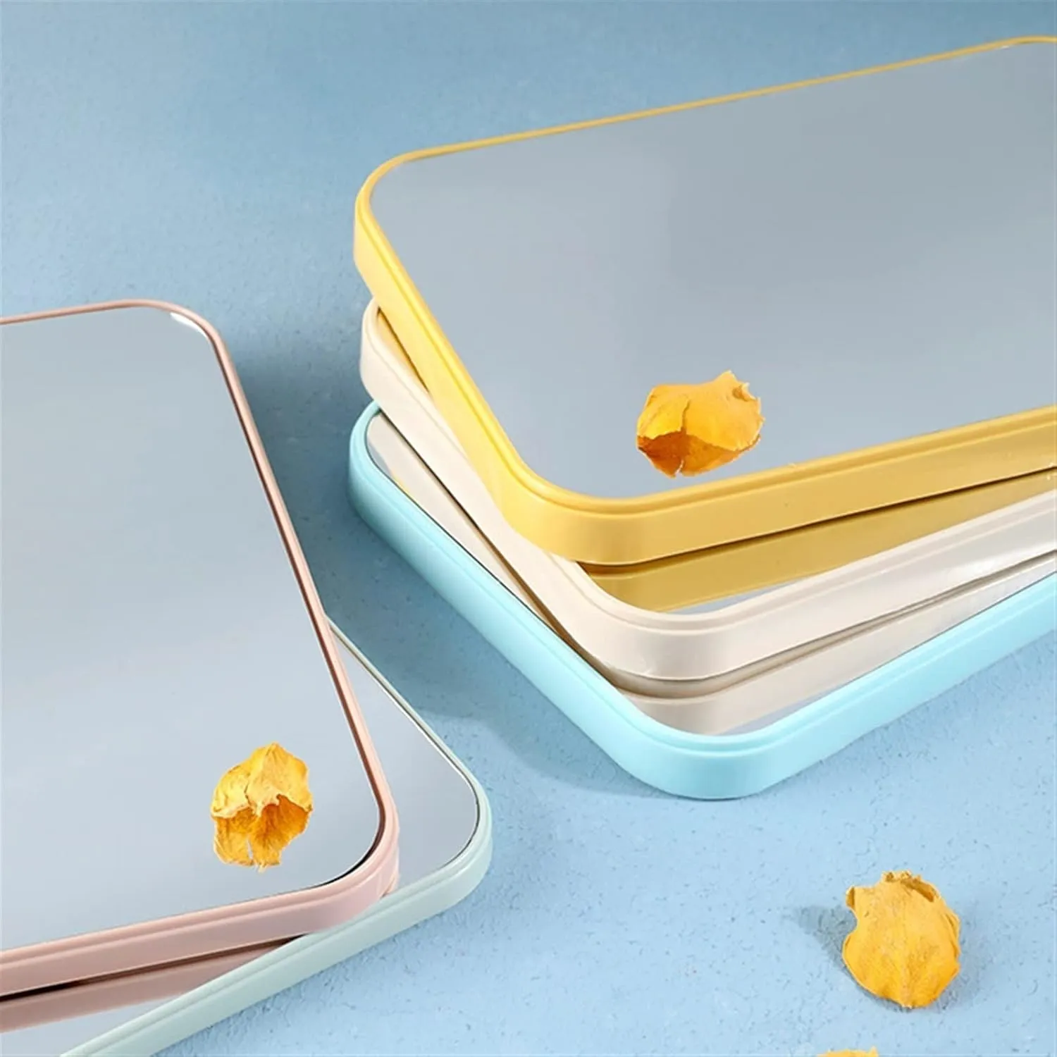 Makeup Mirror Compact Mirror Household Makeup Mirror Desktop Foldable Standing High-Definition Makeup Mirror Portable Square Makeup Mirror Vanity Mirror Make up Mirror(Pink,Small)