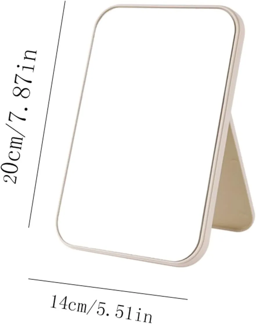 Makeup Mirror Compact Mirror Household Makeup Mirror Desktop Foldable Standing High-Definition Makeup Mirror Portable Square Makeup Mirror Vanity Mirror Make up Mirror(Pink,Small)