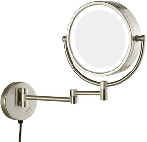 Makeup Mirror Vanity Mirror Bathroom Wall Mounted 10x Magnification LED Illuminated Double- Sided 360° Swivel Extendable Cosmetic Mirror