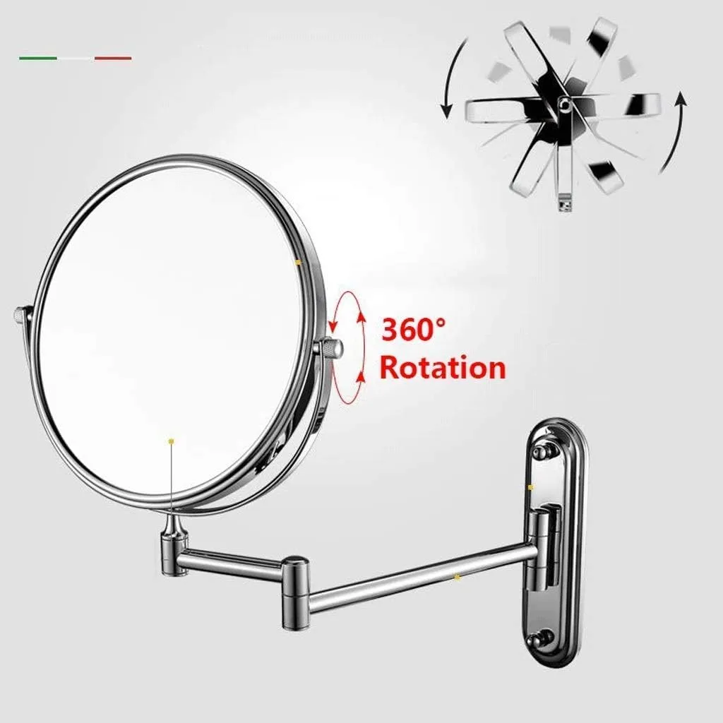 Makeup Mirror Vanity Mirror Bathroom Wall Mounted 5X Magnification Double-Sided Mirrors 360° Rotating Extendable Cosmetic Mirror(B,6 inch)