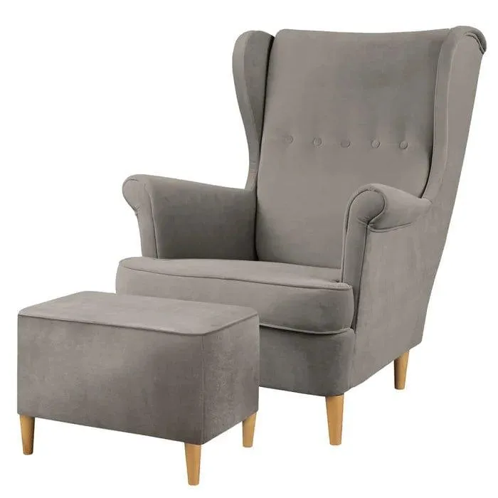 Mallmon wing chair with footstool
