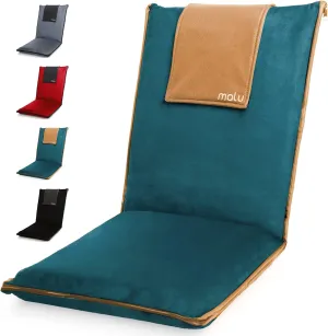 malu Extra Large Padded Floor Chair w/Back Support - Japanese Chair Meditation Cushion, Comfortable Folding Backrest, Removable Easy Wash Cover