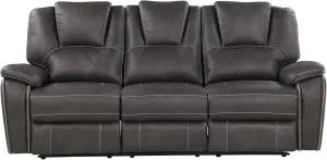 Manual Reclining Sofa with Padded Faux-Leather Upholstery, Comfortable Seating for 3, Charcoal Color