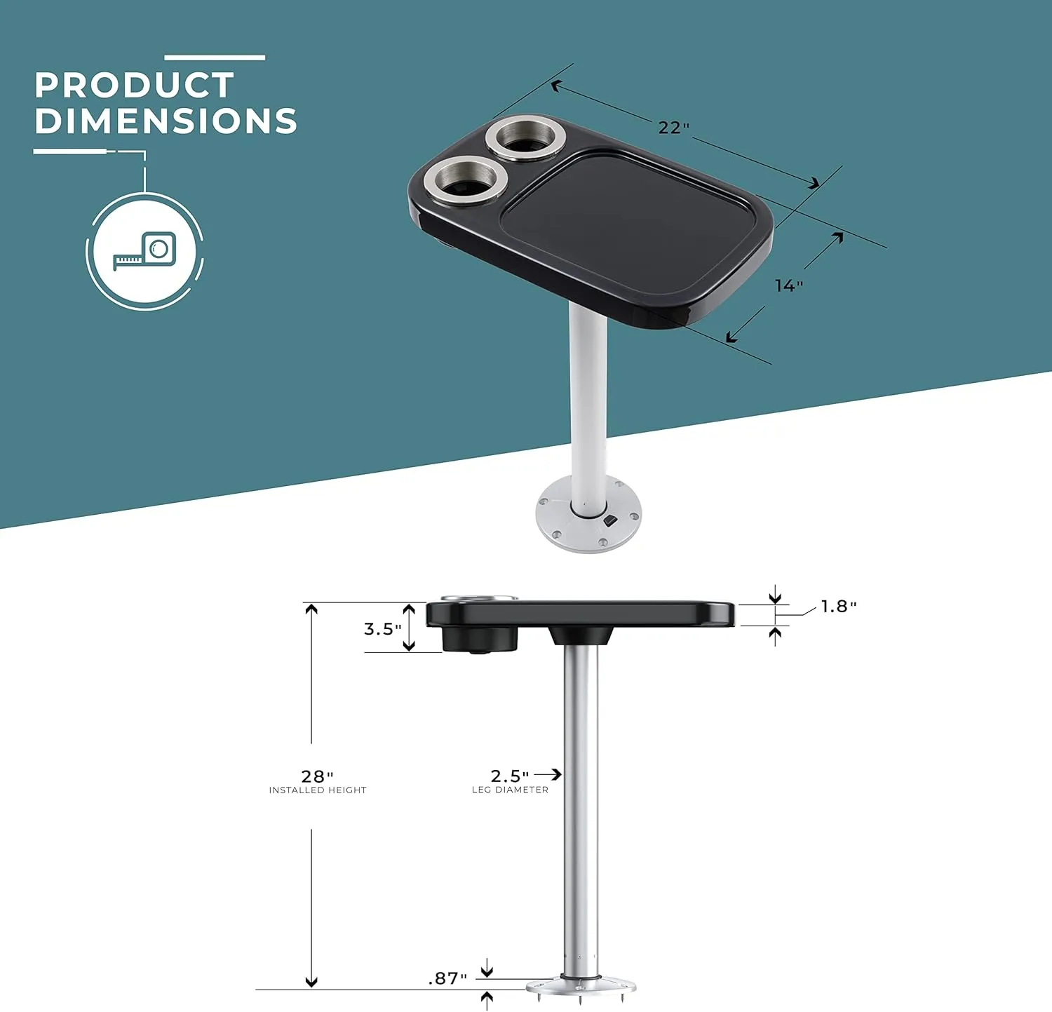 Manufacturers' Select ITC Marine Cocktail Boat Table Leg Set. Pontoon Accessories, Marine Pedestal Table