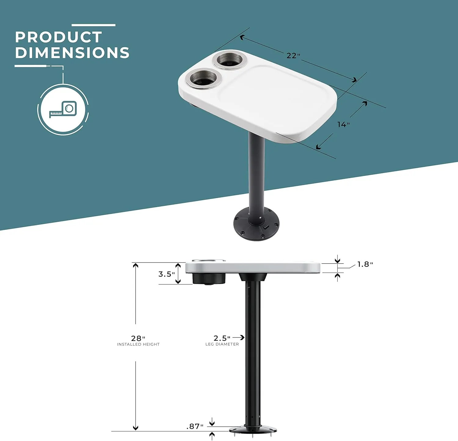 Manufacturers' Select ITC Marine Cocktail Boat Table Leg Set. Pontoon Accessories, Marine Pedestal Table