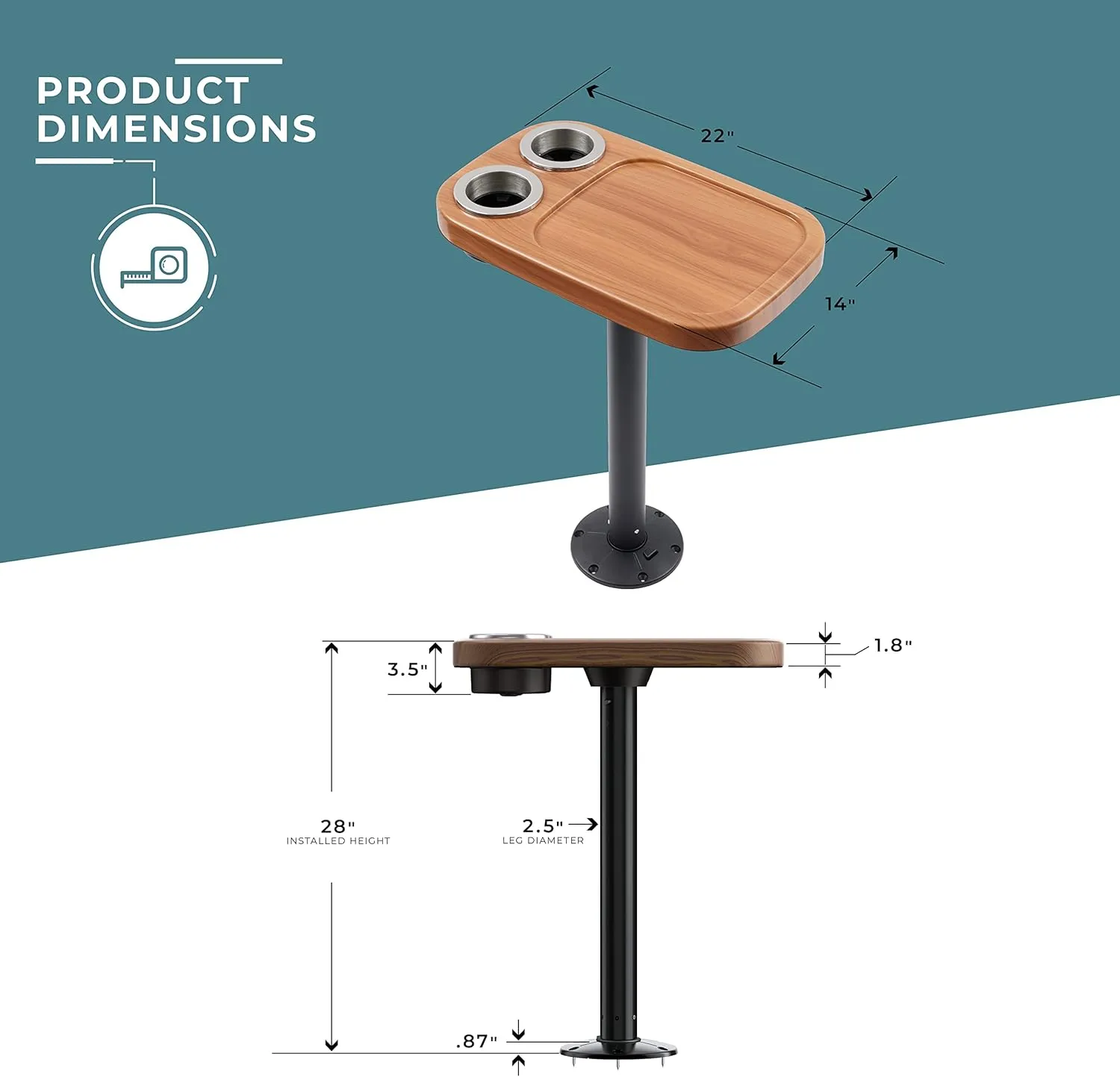 Manufacturers' Select ITC Marine Cocktail Boat Table Leg Set. Pontoon Accessories, Marine Pedestal Table