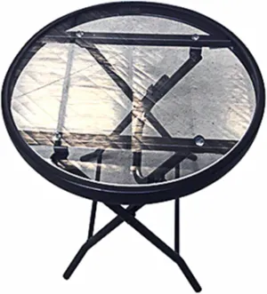 Marbella 16 Inch Foldable All Weather Steel Round Outdoor Side and End Table for Patios, Gardens, and Balconies, Black