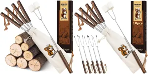 Marshmallow Roasting Sticks Set - Telescoping Long Smores Stick for Fire Pit Campfire Grill Bonfire Party BBQ Accessories with Storage Ba