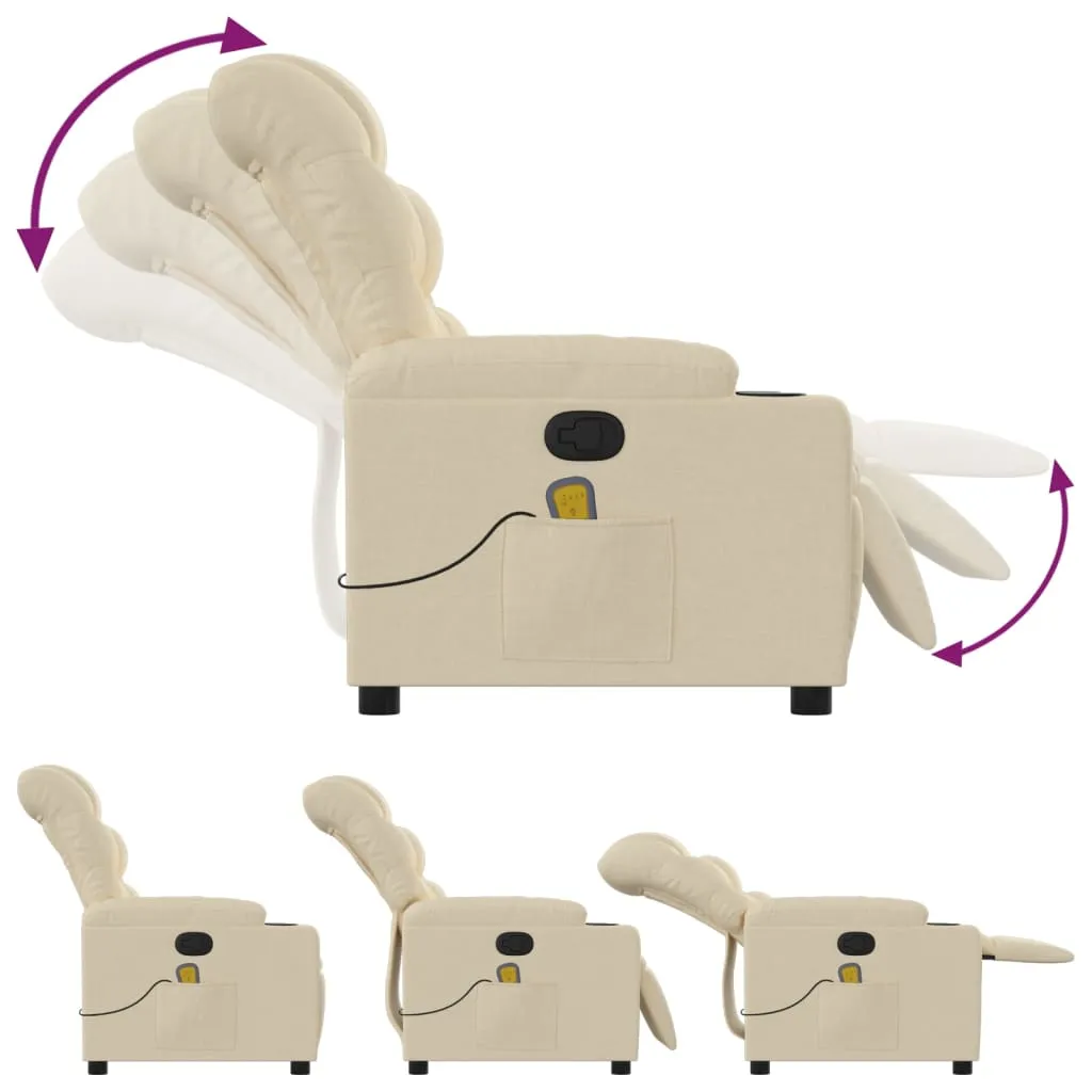 Massage Recliner Chair Cream Fabric