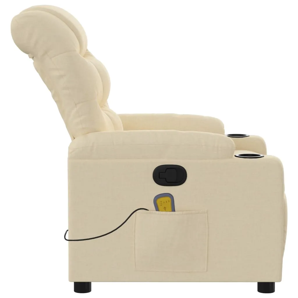 Massage Recliner Chair Cream Fabric