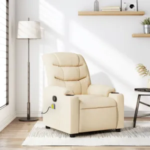 Massage Recliner Chair Cream Fabric
