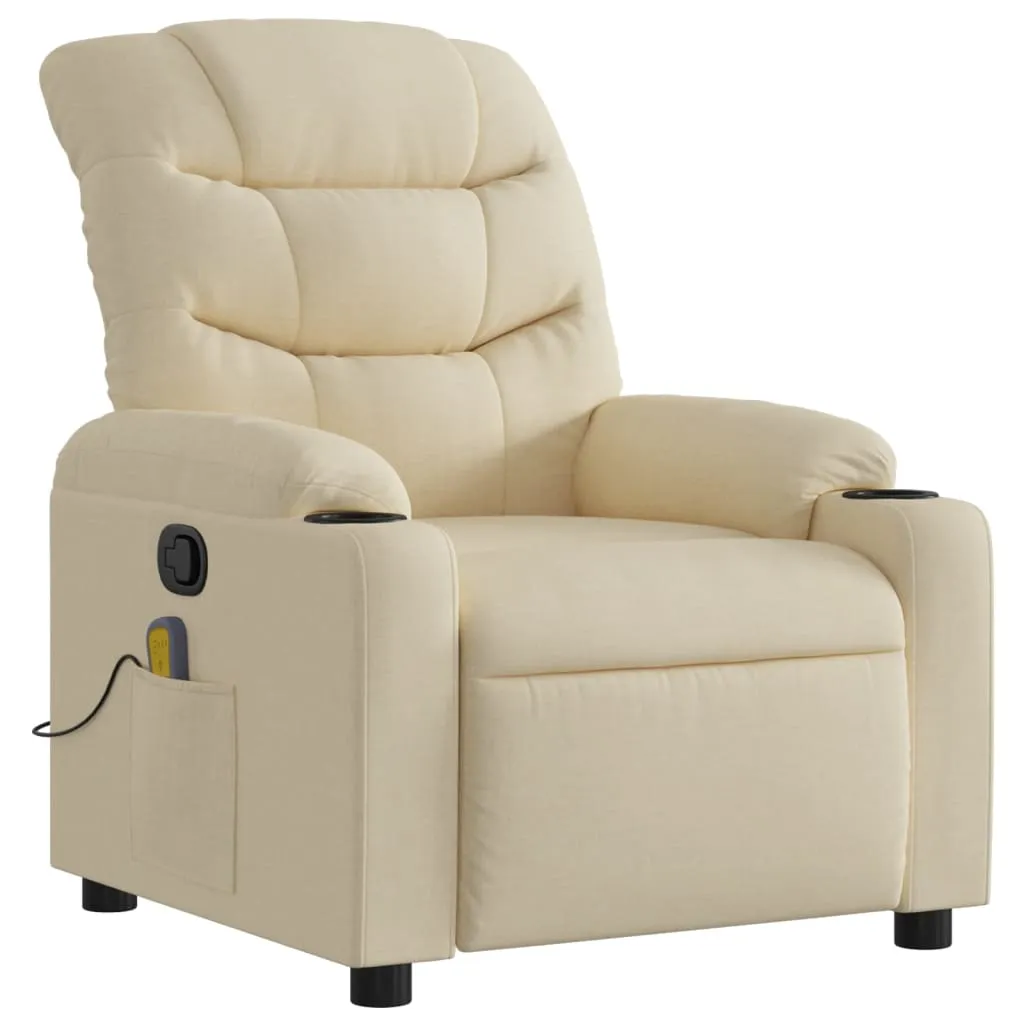 Massage Recliner Chair Cream Fabric